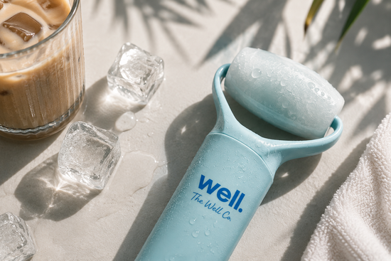 ice coffee + stone facial roller